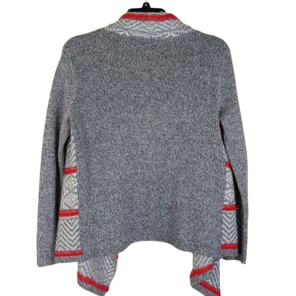 American Eagle Outfitters open front sweater knit cardigan red gray Fair Isle - Picture 2 of 8